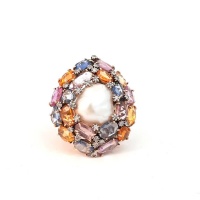 Inel cu safire multicolore, diamante Inel cu safire multicolore, diamante