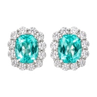 Cercei cu paraiba si diamante Cercei cu paraiba si diamante